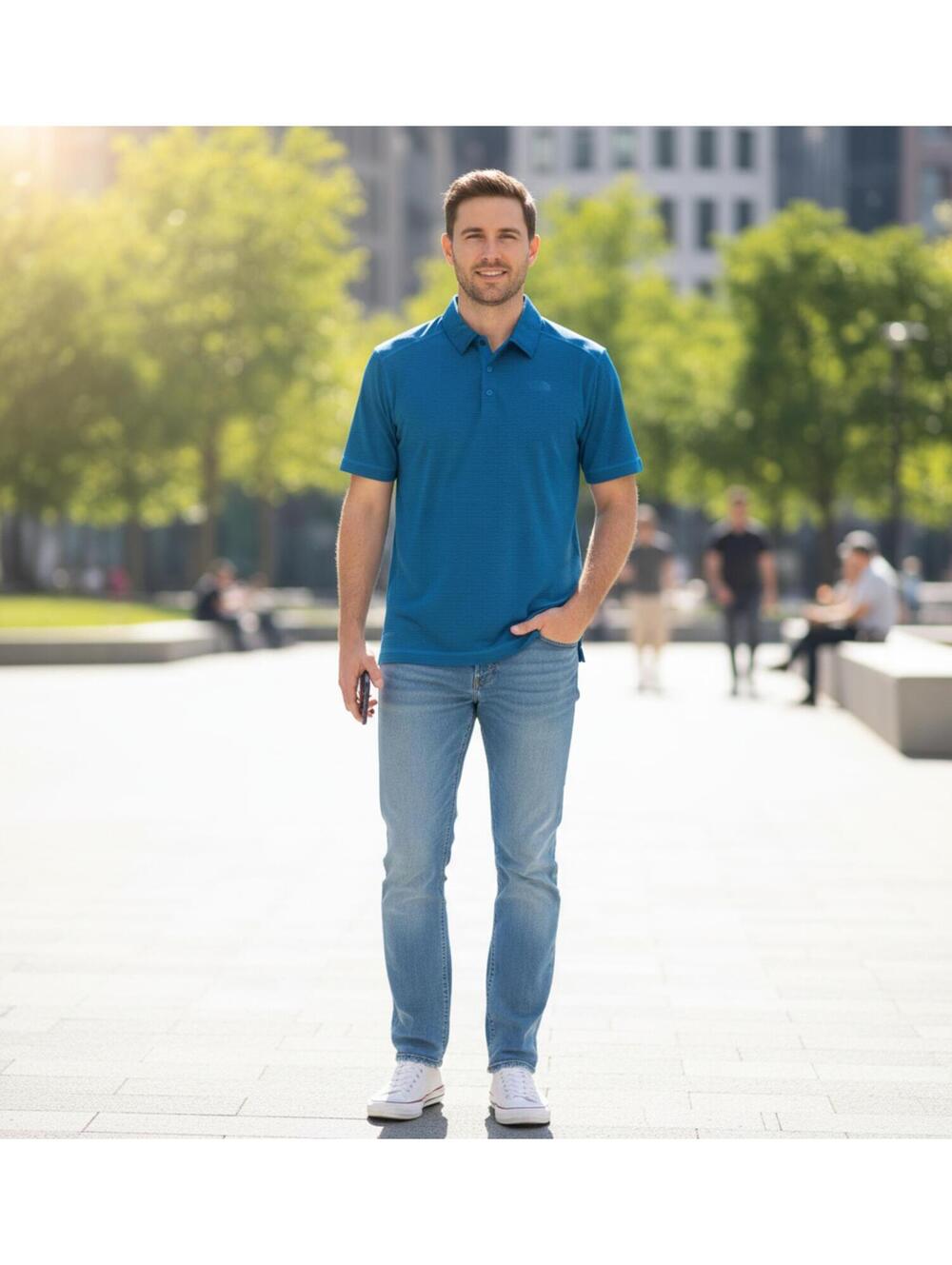 New with Tags Men's North Face SS Sawyer Polo Blue Medium Dri-FIT Polo Shirt